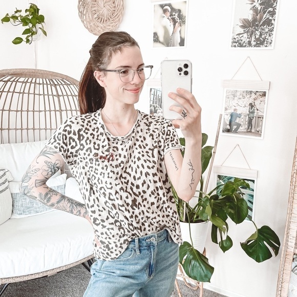 Chaser Leopard Print Roar Embroidered Tee - Picture 2 of 5